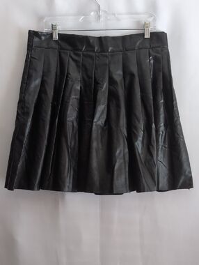 Faux Leather Pleated Mini Skirt